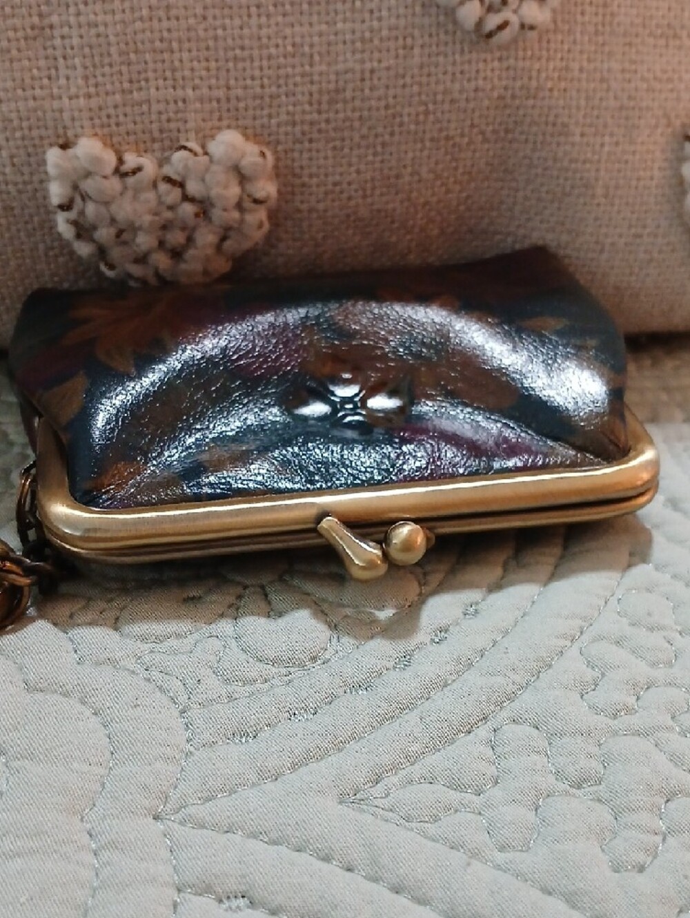 Patricia Nash Multicolor Floral Leather Kiss-Lock Coin Purse - Picture 6 of 6